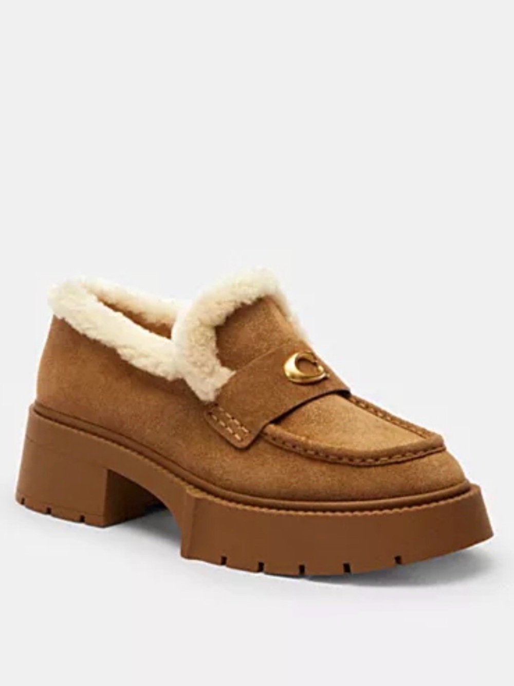 COACH Women’s Suede Chunky Sherpa Loafers Size 10